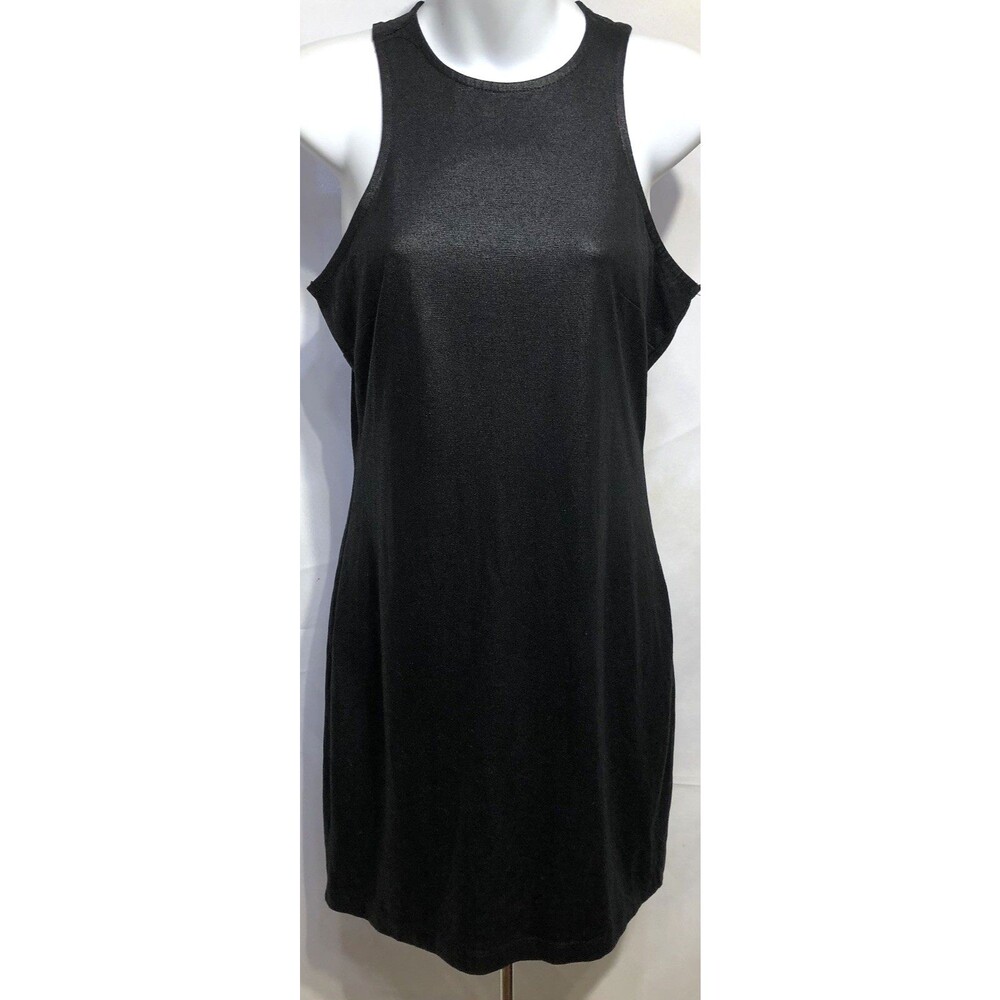 Vintage Y2K Bongo Sleeveless Mini Dress M Blk Shimmer Sexy Club Gothic 2000s
